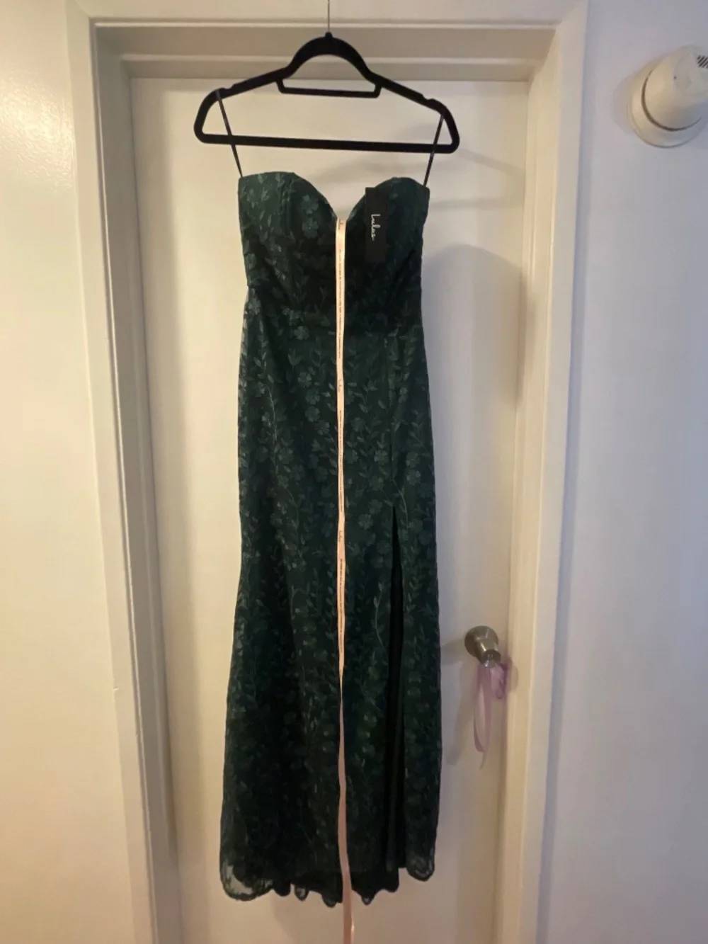 Lulus Romantic Beauty Green Floral Embroidered Strapless Maxi Dress - Size M - Picture 2 of 3